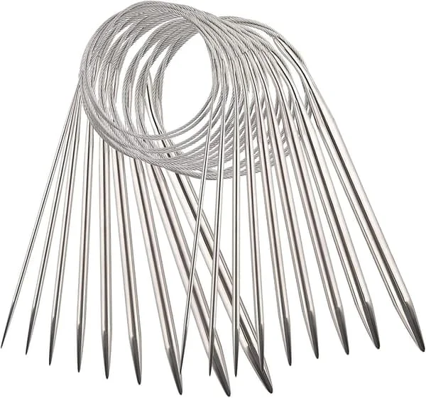 Stainless Steel Circular Knitting Needles, Sweater Knitting Needles 80cm Double-Pointed Yarn Needles with Metal Wire (2.5/3.5/4.5/5.5/6/7/8/9/10 mm)