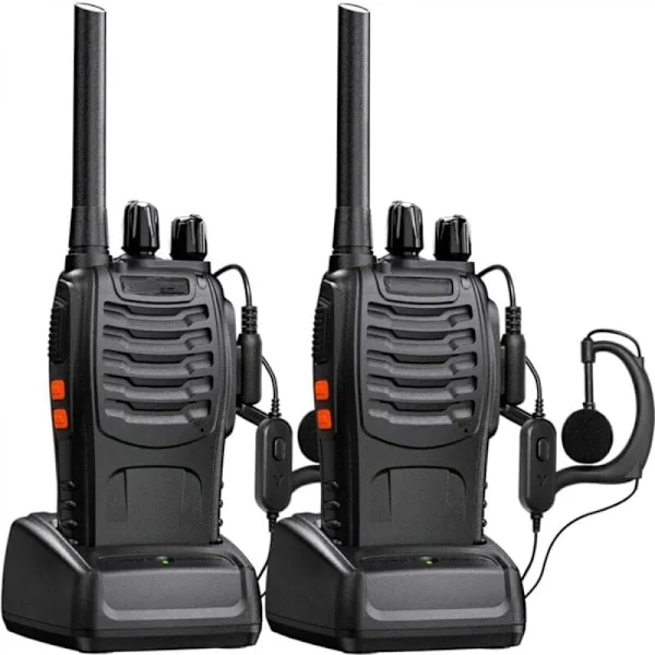 Baofeng Walkie Talkie Lang rekkevidde Oppladbar Profesjonell 16 Kanaler PMR Walkie Talkies Radio, med Ørepropp, USB Lader, Batteri (1 Par)