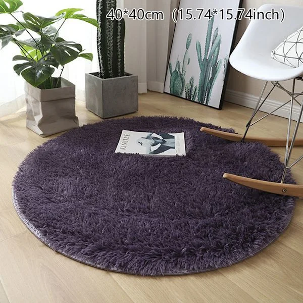 Pörröinen villamatto olohuoneen matto tekoturkis pyöreä matto lasten vaaleanpunainen violetti 40*40cm violetti