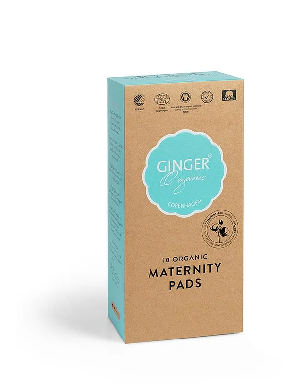 Ginger Organic Bind - Efterfødsel 10 stk, Medicin & Pleje, Bind & Indlæg, Efterfødselsbind