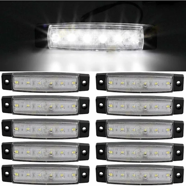 10 stk 3,8" 6 LED side 12V LED MARKER tilhenger klaringslys for lastebil, markeringslys rav, bakre sidemarkeringslys, lastebil førerhus klaringslys, 