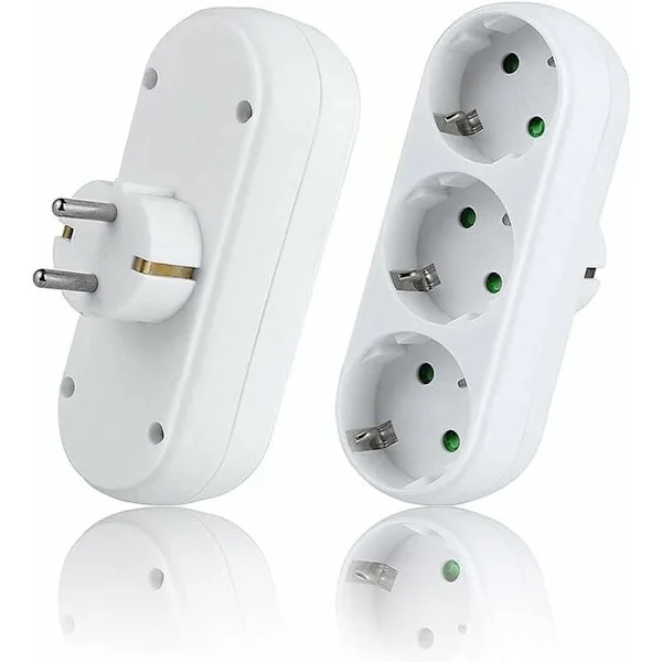 2-pack Wall Socket, 3-Way Power Strip, (3500W/16A), Power Strip, Electrical Outlet for Home and Office-Fei Yu
