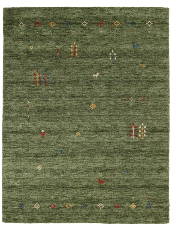 Gabbeh Giza 200X300 Leśna Zieleń Dywan Wełniany