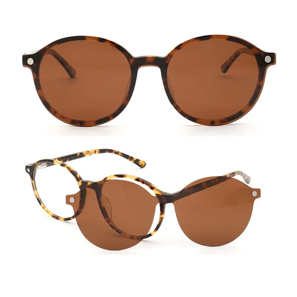 Runde Clip-On Polariserede Magnetiske Solbriller Mænd Kvinder Brille Stel Håndlavede