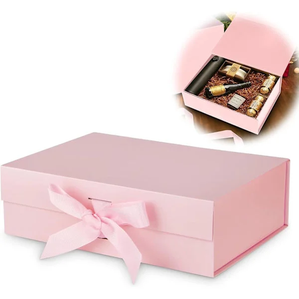 Presentask med rosett Magnetisk presentask med lock Återanvändbar presentförpackning för födelsedag jul alla hjärtans dag