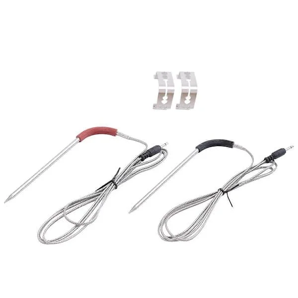 2-pack ersättningsköttprob lämplig för Weber Grill & Smoker temperaturprob i rostfritt stål med probklämmor silver