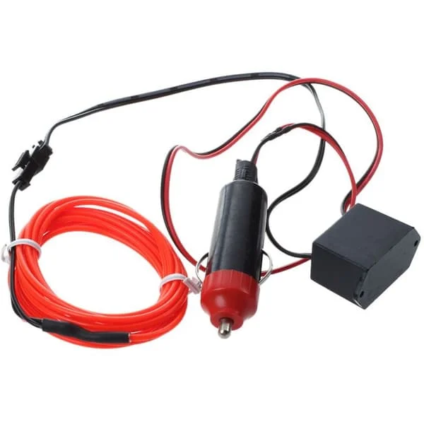 LED Joustava EL Neon Hehkulamppu DC 12V Invertteri Autoon, 2M Punainen