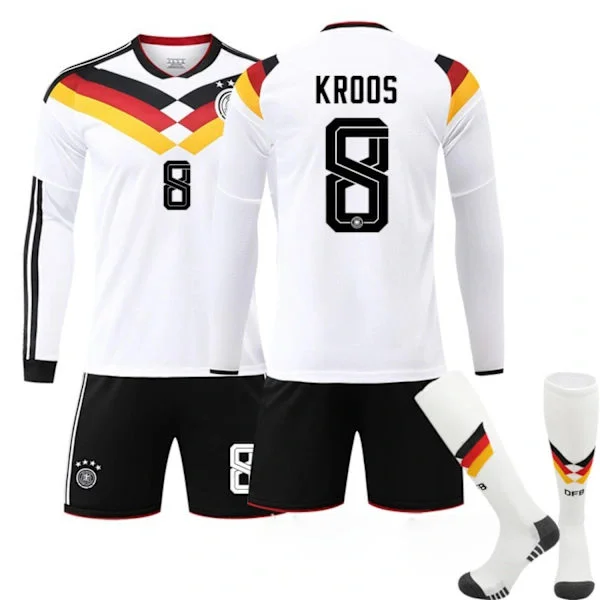 2026 VM Tyskland Hjemmebanesæt Nr. 8 KROOS Fodboldtrøje Shorts Sæt - Fodboldtøj til Drenge Piger Unge Mænd Fans Træningsgave 2XL