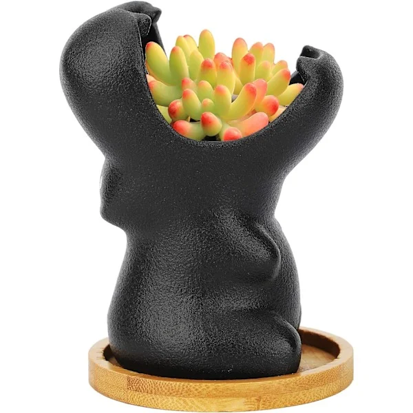 12,8*9,5CM Keramiske Blomsterpotter, Sukkulente Plante Blomsterpotter, (Uden Træpalle)