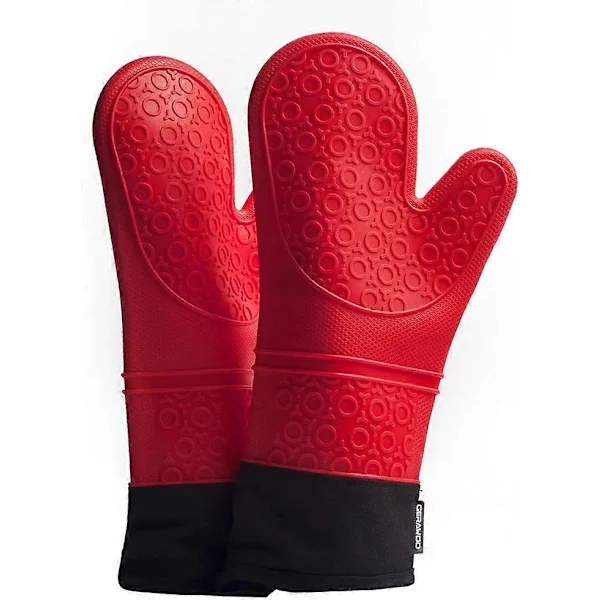 Professional Oven Mitts, Silicone Oven Mitts, 1 Pair Heat Resistant Oven Gloves, Extended Gloves-FX-