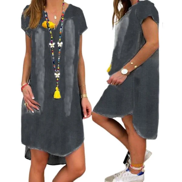 Dame V-hals denimkjole