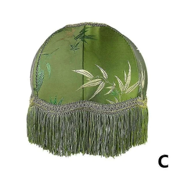 [KK] Green Lampshade with Tassel, Retro Table Lamp Shade