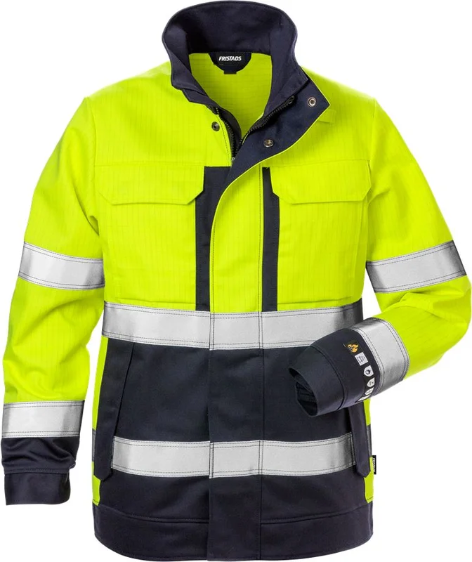 Arbetskläder Fristads Dam Flamskyddad jacka 4590 FLAM klass 3, dam, Varsel Gul/Marinblå
