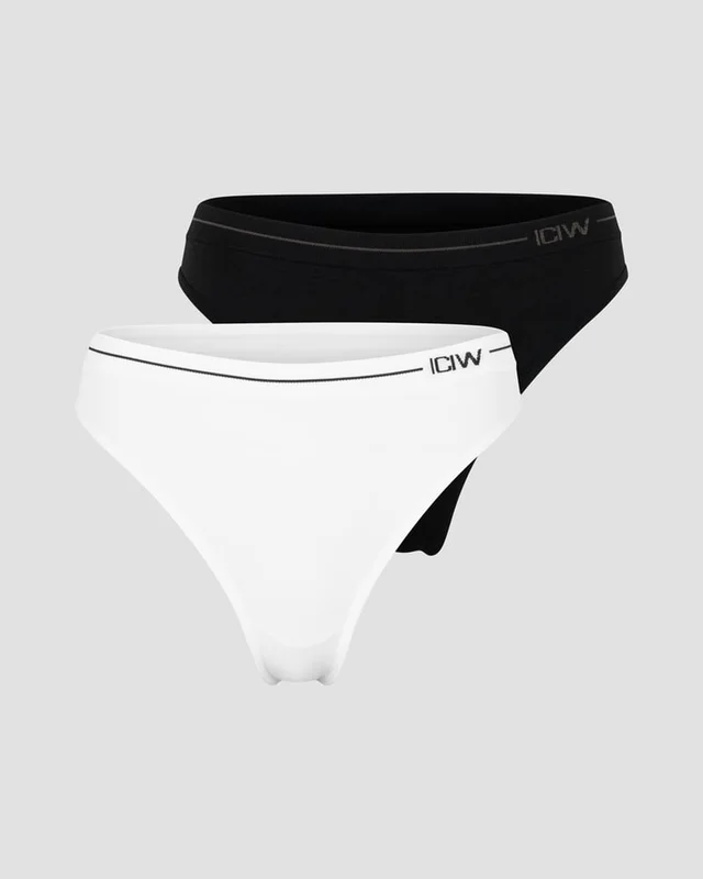 ICANIWILL - Everyday Seamless Thong 2-pack Black/White - String - Dam - Träningskläder från ICIW