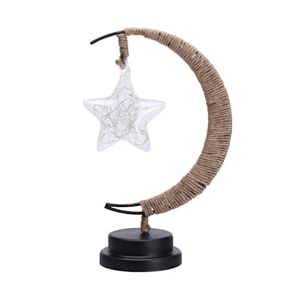 Mysig Bordslampa: Vacker Design, Glasstjärna & Hamparep Brun