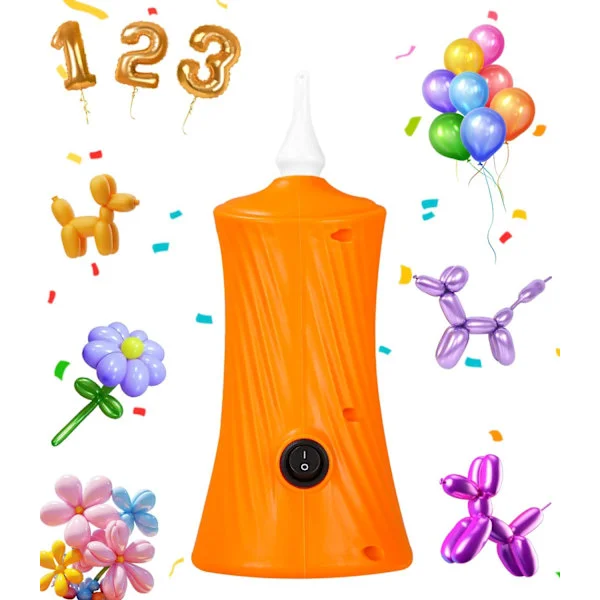 Electric Balloon Pump for Long Balloons, Electric Balloon Inflator, 30W Electric Balloon Pump for Party, Festival Decoration, Orange
