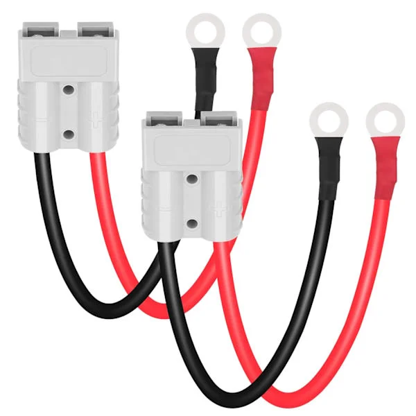 50A batterikontakt m/ O-ring, batteritilkoblingskabel, ladeplugg for gaffeltruck, tilhenger vinsjer, campingvogner, båter, solcelleanlegg (25 cm