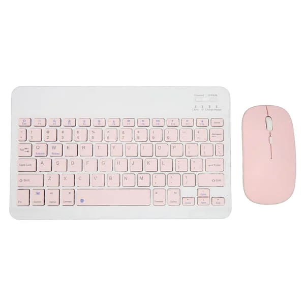 Wireless Keyboard and Mouse Set 10 inch Computer Keyboard and Mouse Combo for Tablet Mobile Phone Computer Pink