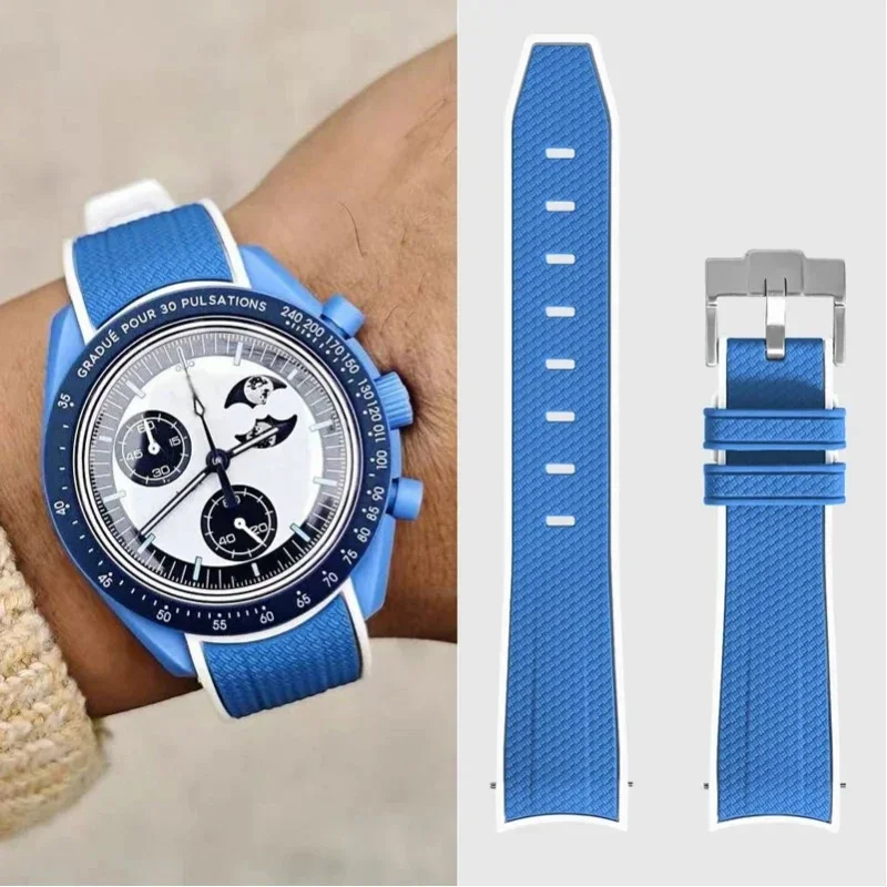 AliExpress - Für Omega Swatch 20mm Gebogenes Uhrenarmband Speedmaster MoonSwatch Planet Snoopy Uhrenband Schnellverschluss Armband Gummi-Armband 2028
