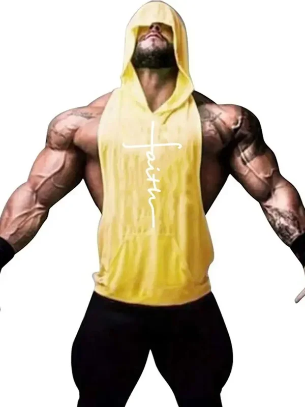 AliExpress - Gilet de sport musculaire pour homme, haut de fitness sans manches, gilet de course décontracté, confortable, incliné, gilet à capuche