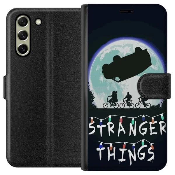 Compatible Wallet Case for Samsung Galaxy S21 FE 5G Stranger Things poster with cycling children and floating car against full moon iconic scene 
