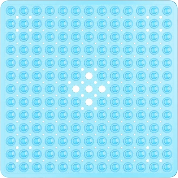 Square Shower Mat Non-Slip Anti-Mould - 53 x 53cm Shower Mats, Non-Slip Shower Mat with Suction Cups & Drainage Holes
