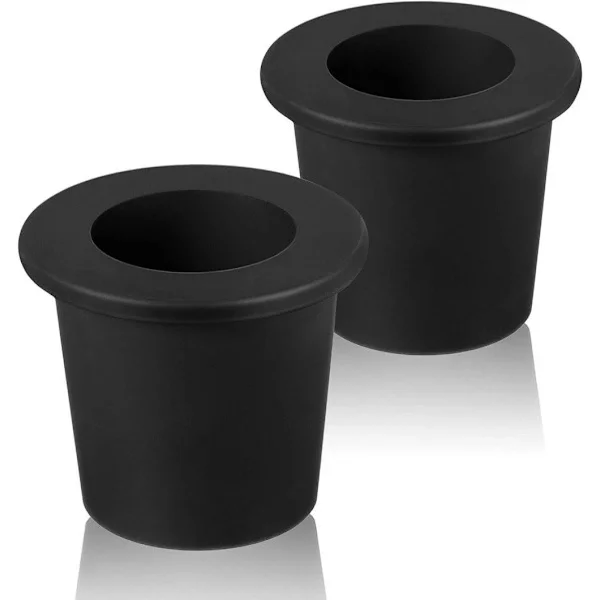 2-pakning parasollbraketter for utebord - koniske hetter med 1,5" adapter for bassengparasoller, svart