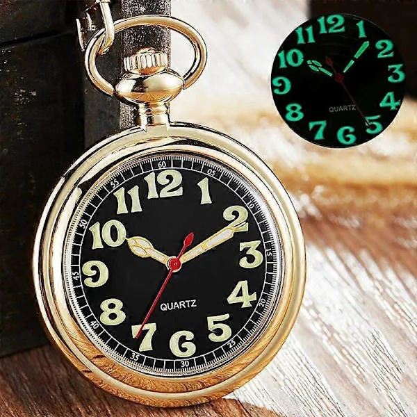 Lysende QUARTZ Lommeur til Mænd Kvinder Sort Sølv Guld Lommekæde Vedhæng Lysende i Mørke Nat Grønt Lys montre de poche FOB WATCH 3