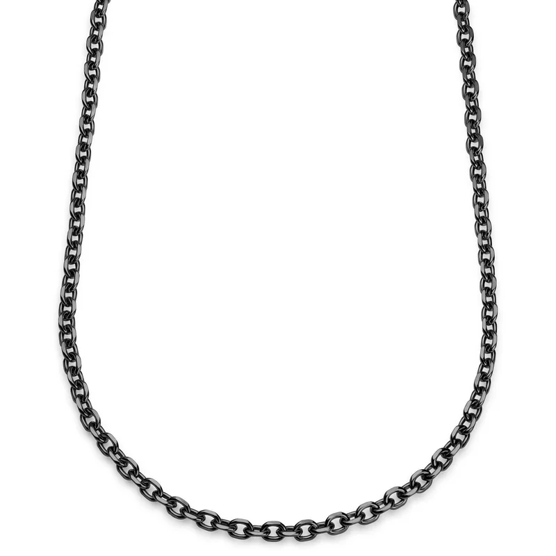 Essentials | 6 mm Gunmetal Black Cable Chain Necklace for Men - Chain necklaces