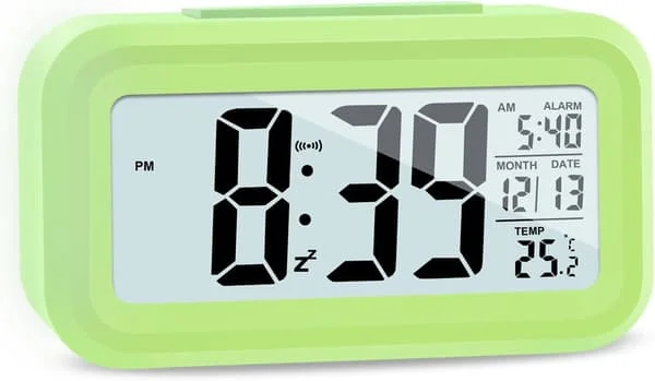 (Grön) LCD Digital Väckarklocka, Smart Digital Väckarklocka med T