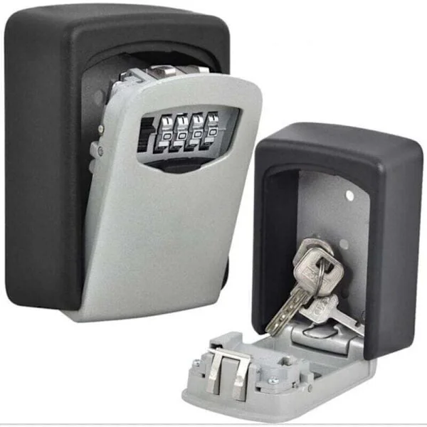 Outdoor Security Key Box, Wall Mounted Key Box with 4-Digit Code, 5 Key Security Storage Key Holder, for Home Garage School.