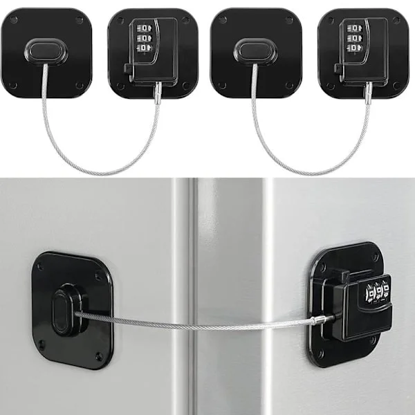 2-pack Kylskåpslås - Kombinationslås för kylskåp, svart