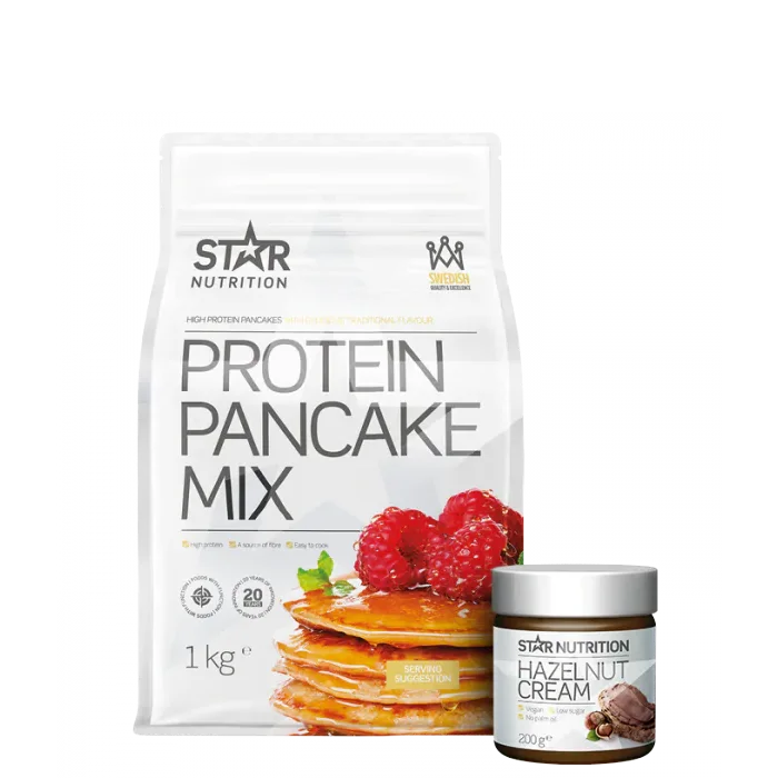 Proteinpannekaker 1 kg + Protein Hasselnøttkrem 200 g