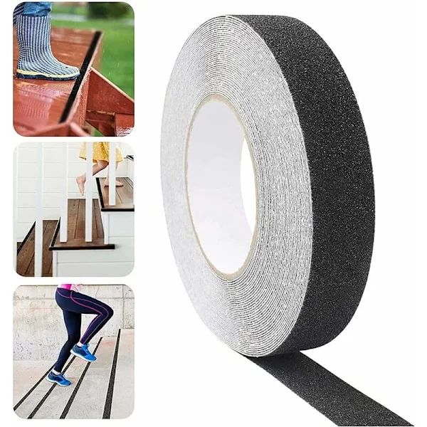 Klæbende skridsikker tape, 15M25MM trappe skridsikker tape vedtager selvklæbende design, PVC skridsikker klæbebånd til alle slags trapper og klæbende 