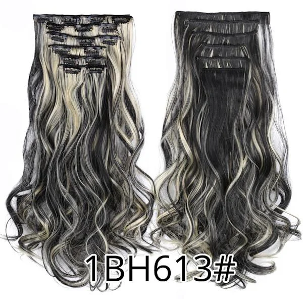 22 tommer Clip-In Hair Extensions Syntetisk Hair Clip In Hair Extension Langt Straight Hair Extensions 16 Clip In Hairpieces