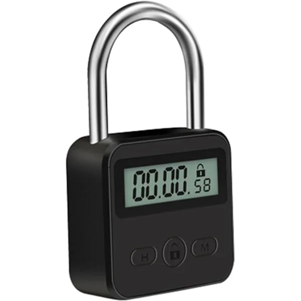 Metall tidslås, USB-oppladbar tidsstyrt hengelås med LCD-skjerm, kraftig metall tidsstyrt hengelås