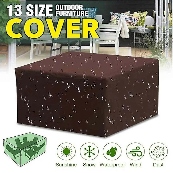 Utemøbler settdeksel utendørs seksjons sofa settdeksel utendørs bord og stol settdeksel vanntett brun 123 * 61 * 72cm