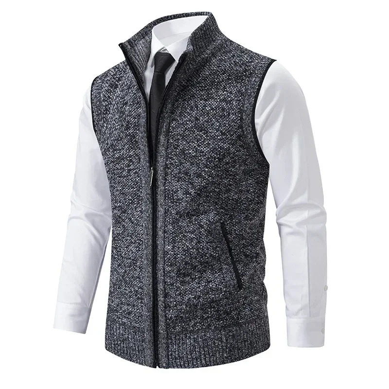 AliExpress - Herren Gestrickter ärmelloser Pullover Strickjacke Reißverschluss Pullover Weste Lässige ärmellose warme Jacke Slim Fit Stehkragen 