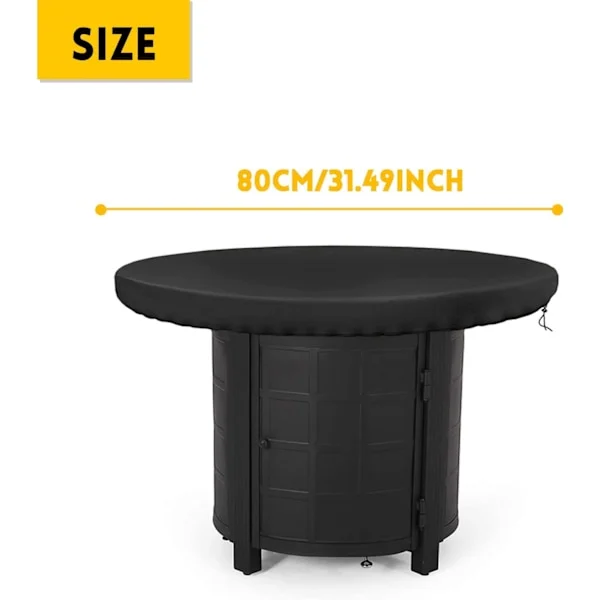 Brannplate Deksel Vanntett Anti-UV 420D Rund Vannavstøtende Beskyttelsesdeksel kompatibel med Kokeplate og Grillplate Svart (Diameter 80cm)
