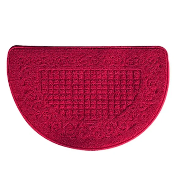 Halvsirkel Dørmatte Halvsirkel Gulvmatte Støvoppsamler Polyesterfiber Sterk Absorpsjon Sklisikker for Utendørs Innendørs Mørkerød 48x78cm / 18.9x30 