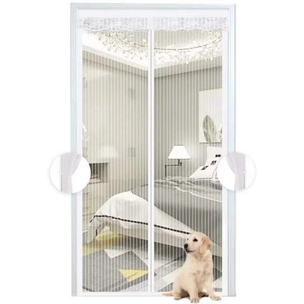 Magnetiskt myggnät för dörrar 70x210 cm – Enkel installation med kardborre – Stängs automatiskt – Halvtransparent nät