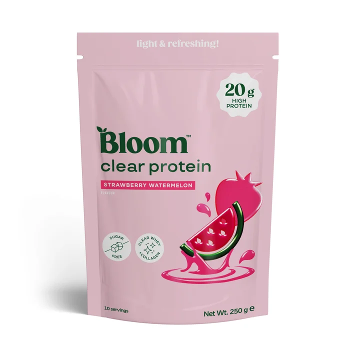 Proteinpulver Bloom Clear Protein Collagen 250 g, Strawberry Watermelon - Bodyman.dk