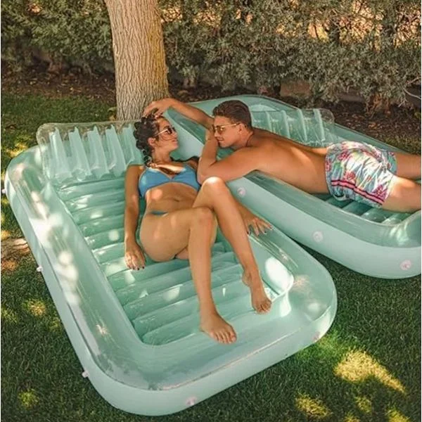 Large Inflatable Floating Lounger for Pool, Sunbed, Inflatable Sun Mattress, Can Be Used Outdoors, in the Garden, in the Backyard