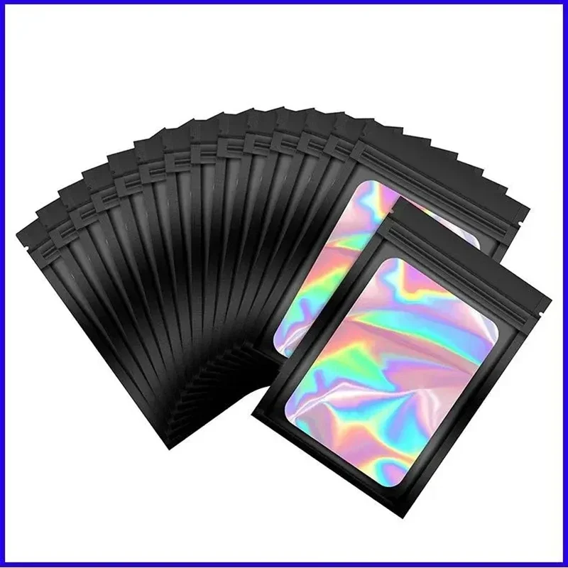 AliExpress - 50pcsThick Geurbestendig Mylar Zakken Holografische Laser Kleur Plastic Verpakking Zakje Sieraden Retail Opslag Pouch Gift Zip Lock Zak