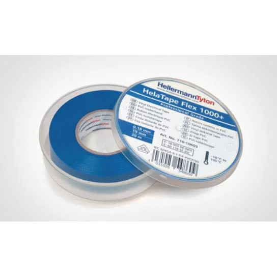 Hellermann Tyton HelaTape Flex 1000+ Elektrikerteip 19 mm x 20 m Blå, Maskintilbehør & forbruk