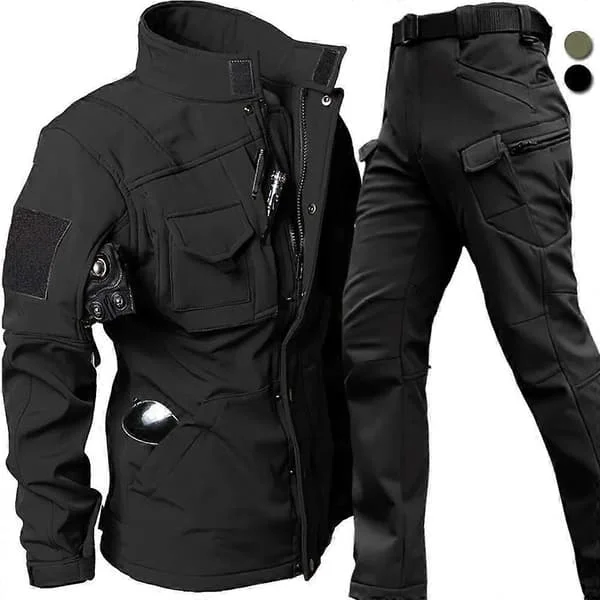 【BEMS】Vindtät Vattentät Bikerdräkt Herr Jacka Byxor Set Vinter Hajskinn Soft Shell UniKompatibel medm Varma Fleecejackor svart