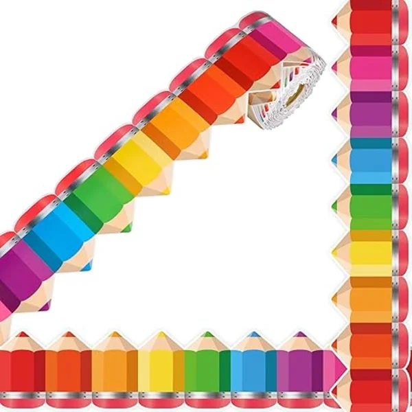 7 cm x 10 m Penna Klassrum Anslagstavla Kanter Färgglada Penna Kantlist Tillbaka till Skolan Anslagstavla Dekoration Färgade Pennor Stansad Kantrulle 