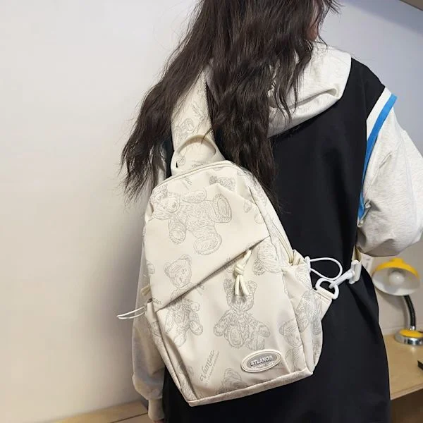 Ny bröstväska axelväska student mode sport liten ryggsäck dam crossbody väska Beige Beige