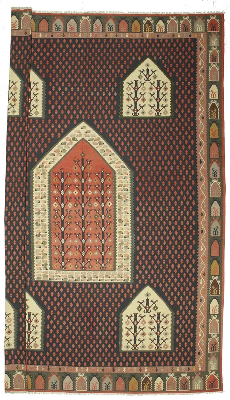 Hand Woven Kilim Semi Antique Turkish Rug 540X727 Wool Black/Brown Large