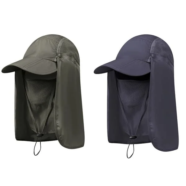 2 st Avtagbar solskyddshatt 3 i 1 Full Face Cap Anti UV Full Face Nackskydd Andningsbar Snabbtorkande för utomhusfiske Vandring (färg: armégrön)